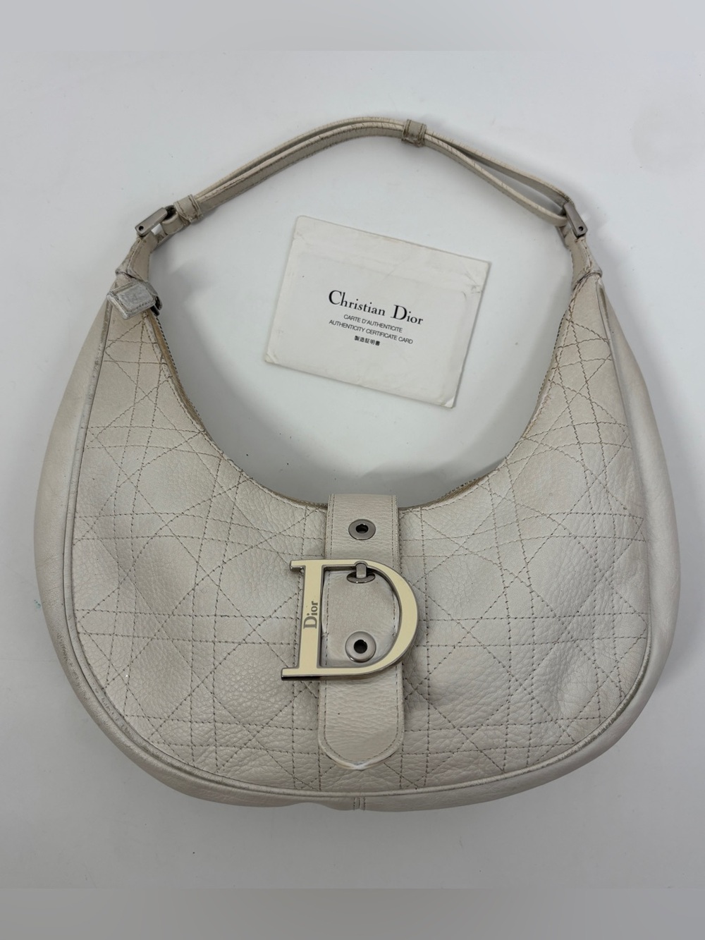 Dior Galliano Vintage Cannage Hobo Bag D Buckle 2005